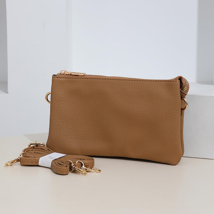 Light Brown Faux Leather Crossbody Envelope Organizer