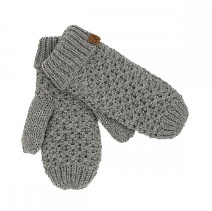 Grey C.C. Cross Cell Stitch Knit Mittens