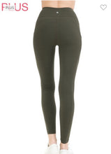 Load image into Gallery viewer, Leggings Depot Solid Olive Leggings w/ Pockets
