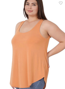 Zenana Butter Orange Sleeveless Round Neck Top