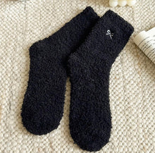 Load image into Gallery viewer, Solmere Soft Plush Knit Socks with Embroidered Bow
