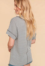 Load image into Gallery viewer, Haptics Charcoal Jacquard Short Sleeve Knit Top
