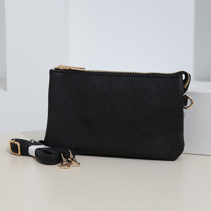 Black Crossbody Faux Leather Envelope Organizer