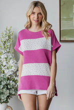 Load image into Gallery viewer, 7th Ray Urban Rib Ivory Floral/Magenta Colorblock Top
