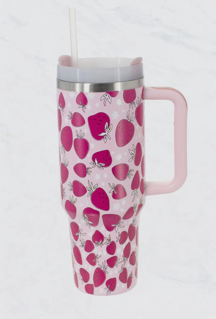 Strawberry 40 oz. Stainless and Silicon Steel Tumbler