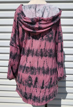 Load image into Gallery viewer, Shopin LA Mauve/Grey Tie Dye V-neck Hoodie w/ Pockets
