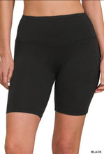 Load image into Gallery viewer, Zenana Black Brushed Wide Waistband Biker Shorts

