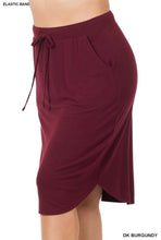 Load image into Gallery viewer, Zenana Dk Burgundy Tulip Hem Skirt with Side Pockets
