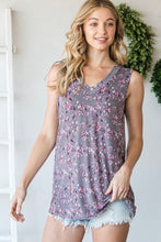 Load image into Gallery viewer, Heimish Charcoal Floral Sleeveless V-neck Top
