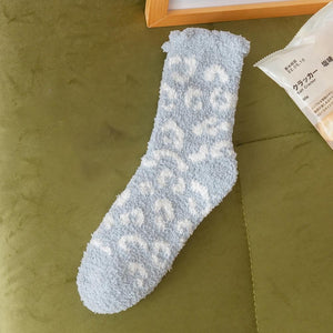 Soft Plush Cheetah Print Socks