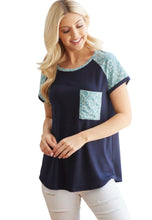 Load image into Gallery viewer, Lovely Melody Day to Day Navy/Jade Leopard Top

