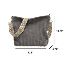 Load image into Gallery viewer, Grey Corduroy Tote Bag with Guitar Shoulder Strap
