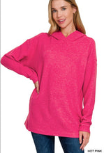 Load image into Gallery viewer, Zenana Hot Pink Brushed Melange Hacci Hoodie
