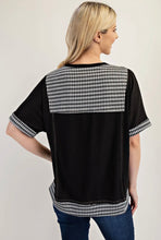Load image into Gallery viewer, Celeste Black Gingham Color Block Short Sleeve
