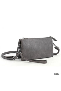 Zenana Grey Vegan Leather 3 in 1 Crossbody