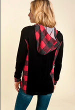 Load image into Gallery viewer, Haptics Black/Red Plaid Brushed Pullover Hoodie
