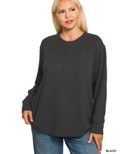 Load image into Gallery viewer, Zenana Black Raised Rib Round Neck Long Sleeve Top
