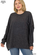 Load image into Gallery viewer, Zenana Black Brushed Melange Drop Shoulder Oversized Sweater
