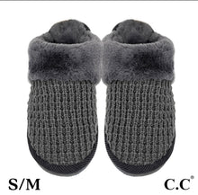 Load image into Gallery viewer, C.C. Grey Waffle Knitted Slippers
