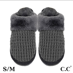 C.C. Grey Waffle Knitted Slippers