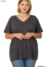 Load image into Gallery viewer, Zenana Charcoal Boyfriend V-neck Tee
