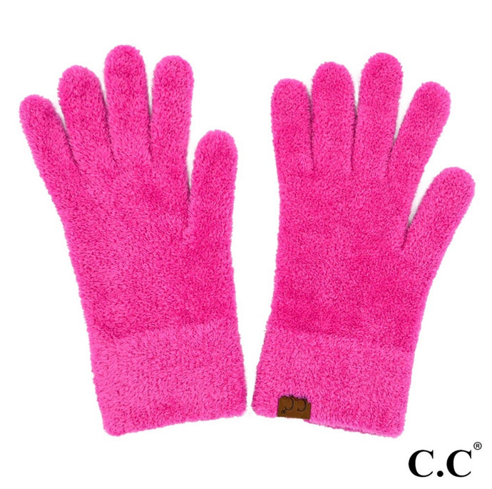 C.C. Hot Pink Plush Terry Chenille Gloves