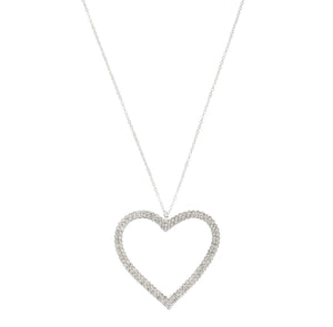 Silver Rhinestone Heart Pendant Necklace