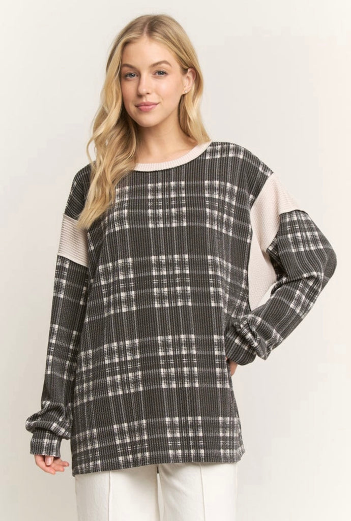 Heimish Black Plaid Urban Rib Top