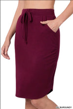 Load image into Gallery viewer, Zenana Dk Burgundy Tulip Hem Skirt with Side Pockets
