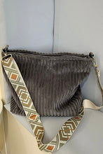 Load image into Gallery viewer, Grey Corduroy Tote Bag with Guitar Shoulder Strap
