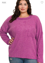 Load image into Gallery viewer, Zenana Light Plum Ribbed Brushed Melange Hacci Sweater
