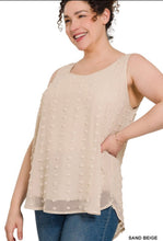 Load image into Gallery viewer, Zenana Sand Beige Swiss Dot Sleeveless Top
