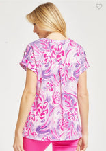 Load image into Gallery viewer, Dear Scarlett Purple Multi Short Sleeve Lizzy Top
