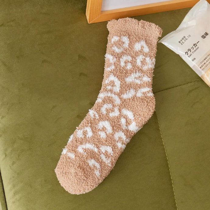 Soft Plush Cheetah Print Socks