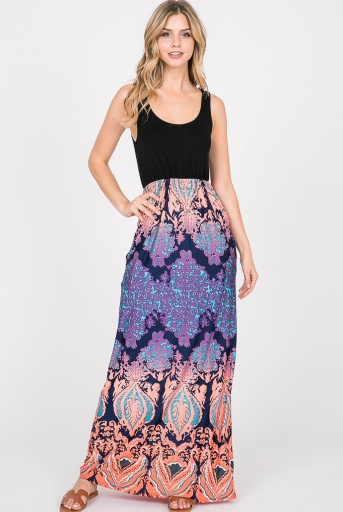 Heimish Black/Coral Maxi Dress