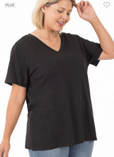 Load image into Gallery viewer, Zenana Black Boyfriend V-neck Tee
