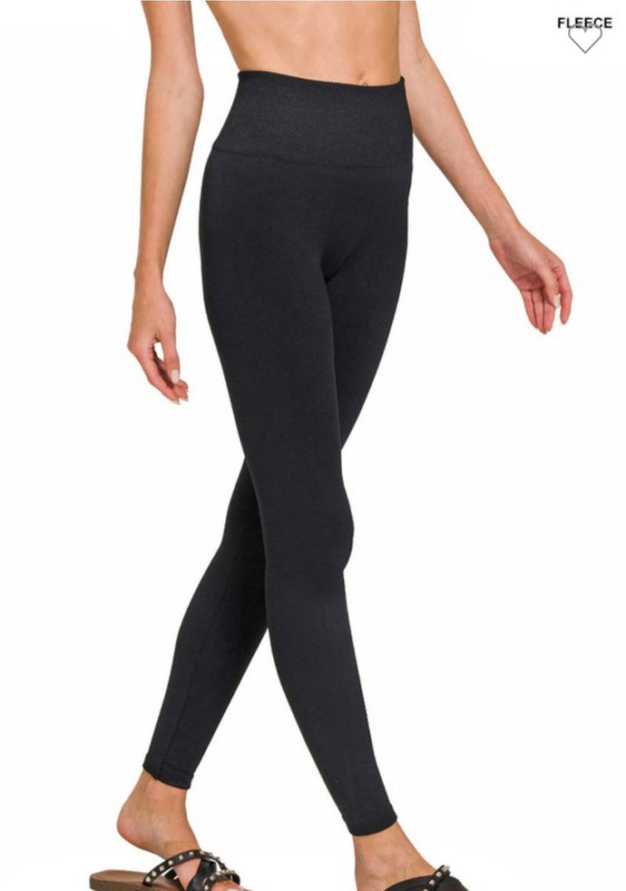 Zenana Black Fleece Leggings