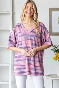 Heimish Mauve Multi Half Sleeve Top