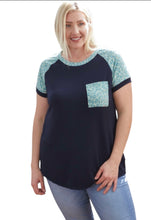Load image into Gallery viewer, Lovely Melody Day to Day Navy/Jade Leopard Top
