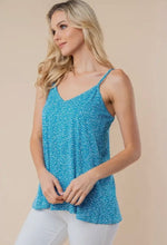 Load image into Gallery viewer, White Birch Turquoise Print Cami Tank
