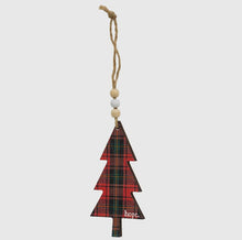 Load image into Gallery viewer, Hope, Love, Joy Plaid Christmas Tree Ornament
