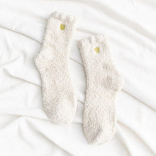 Load image into Gallery viewer, Soft Plush Knit Socks with Embroidered Heart
