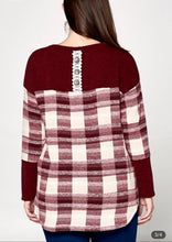 Load image into Gallery viewer, Emerald Burgundy Plaid Button Back Top
