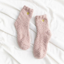 Load image into Gallery viewer, Soft Plush Knit Socks with Embroidered Heart
