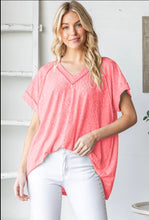 Load image into Gallery viewer, Heimish Coral Jacquard Short Sleeve Top

