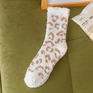 Soft Plush Cheetah Print Socks