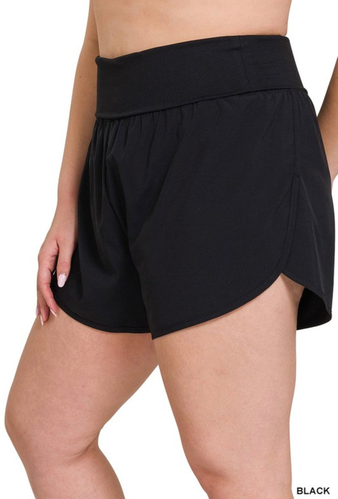 Zenana Black High Waisted Running Shorts