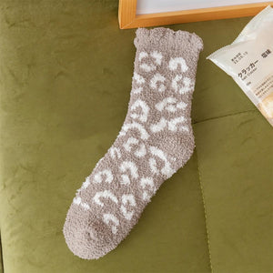 Soft Plush Cheetah Print Socks