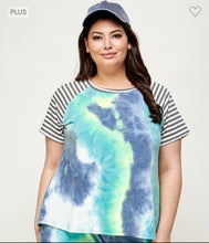 Load image into Gallery viewer, Aqua Tie Dye Color Block Stripe Sleeve
