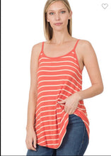 Load image into Gallery viewer, Zenana Ash Copper/Ivory Stripe Front &amp; Back Reversible Spaghetti Strap Cami
